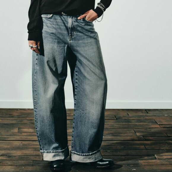 TRF MID-RISE BAGGY FOLDED JEANS - Picture 1 of 7